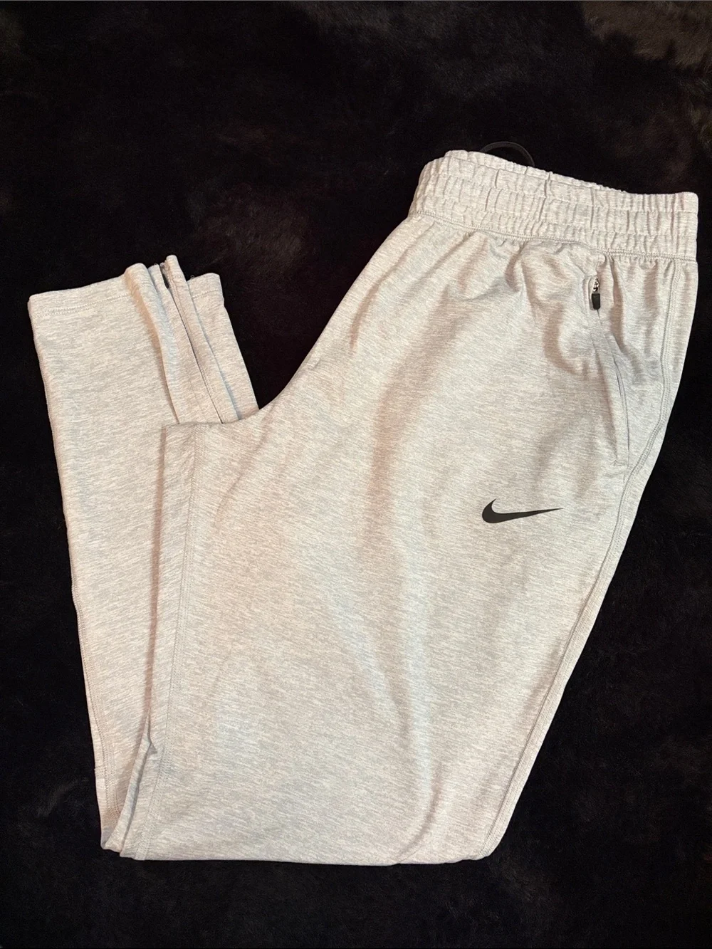 Nike Light Gray Women’s Jogger Sweatpants with Black Swoosh